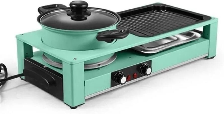 Brandistry Elektrische Gril 3 In 1 Elektrische Gril Tafelgrill Grillplaat Elektrische Antiaanbakpan 220V Groen