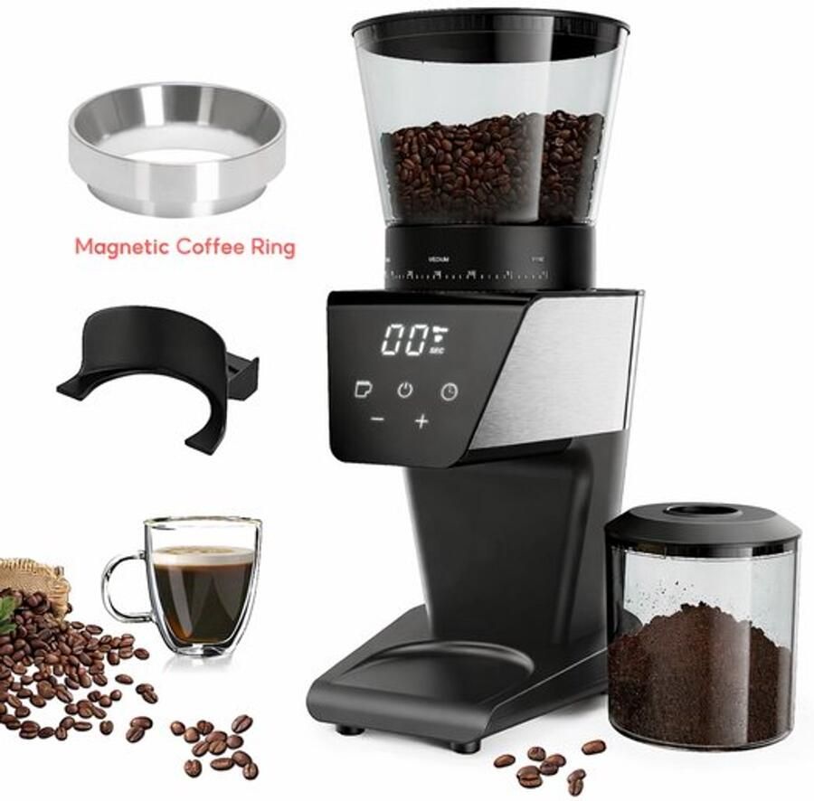 Brandistry Koffiemolen Elektrisch Koffiemaler Met Elektrische Ring 30 Maalinstellingen Rvs Verse Koffie