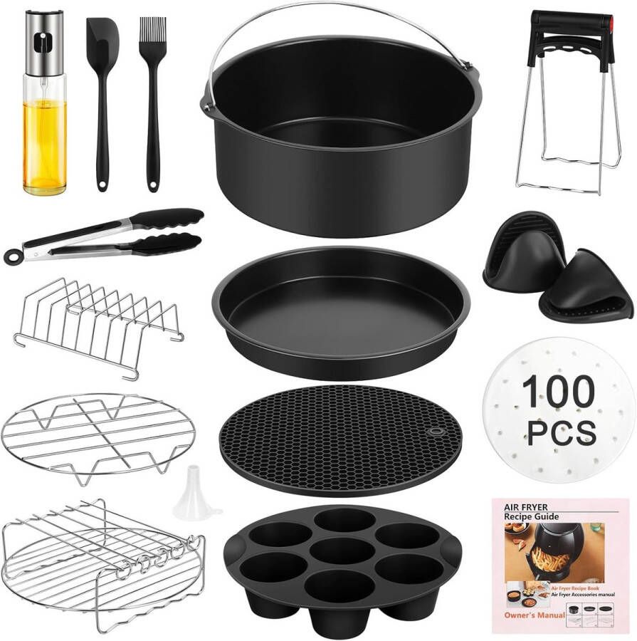 Airfryer Accessoires Siliconen Bakje Bakpapier Zwart - Foto 2
