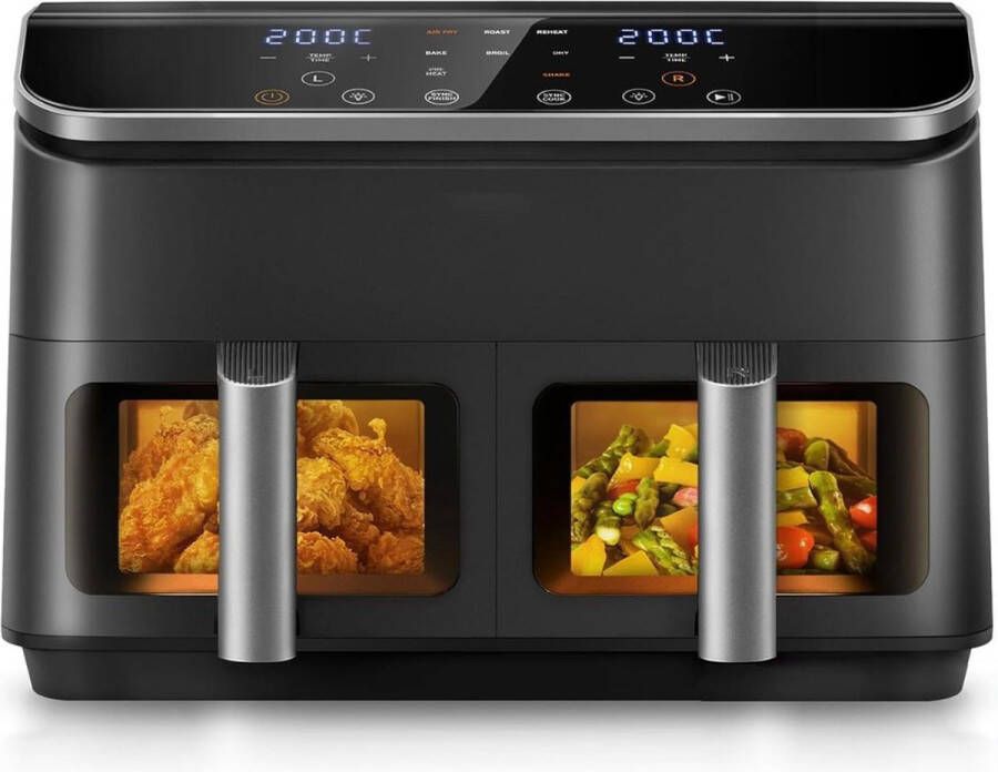 MKSS Dubbele Airfryer XXXL Duo Heteluchtfriteuse Geschikt voor Accessoires 8.5L Zwart
