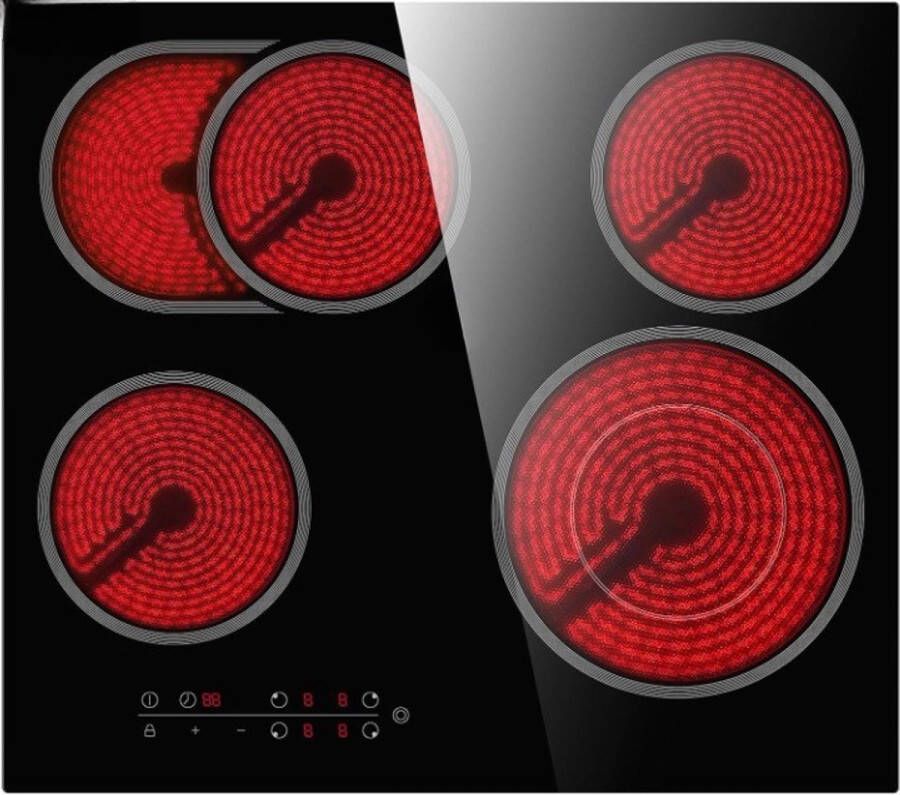 Brandless Inductie Kookplaat Vrijstaand Elektrische Kookplaat 4 Pits Zwart