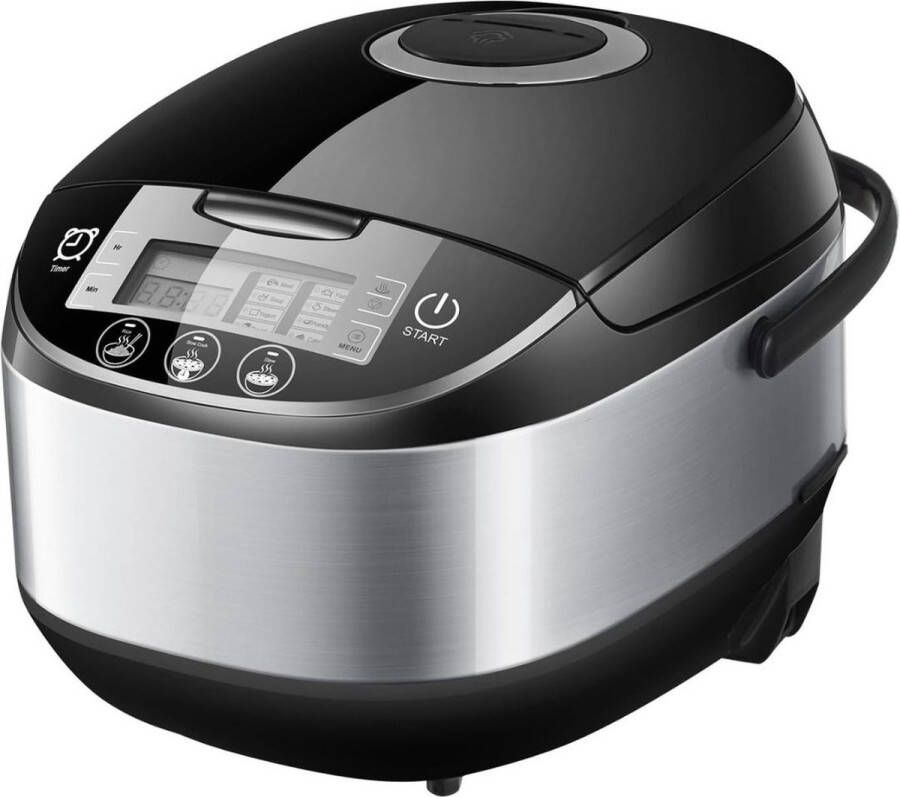 MKSS Slowcooker met Timer Keramische Binnenpan Hotpot Zwart met Zilver
