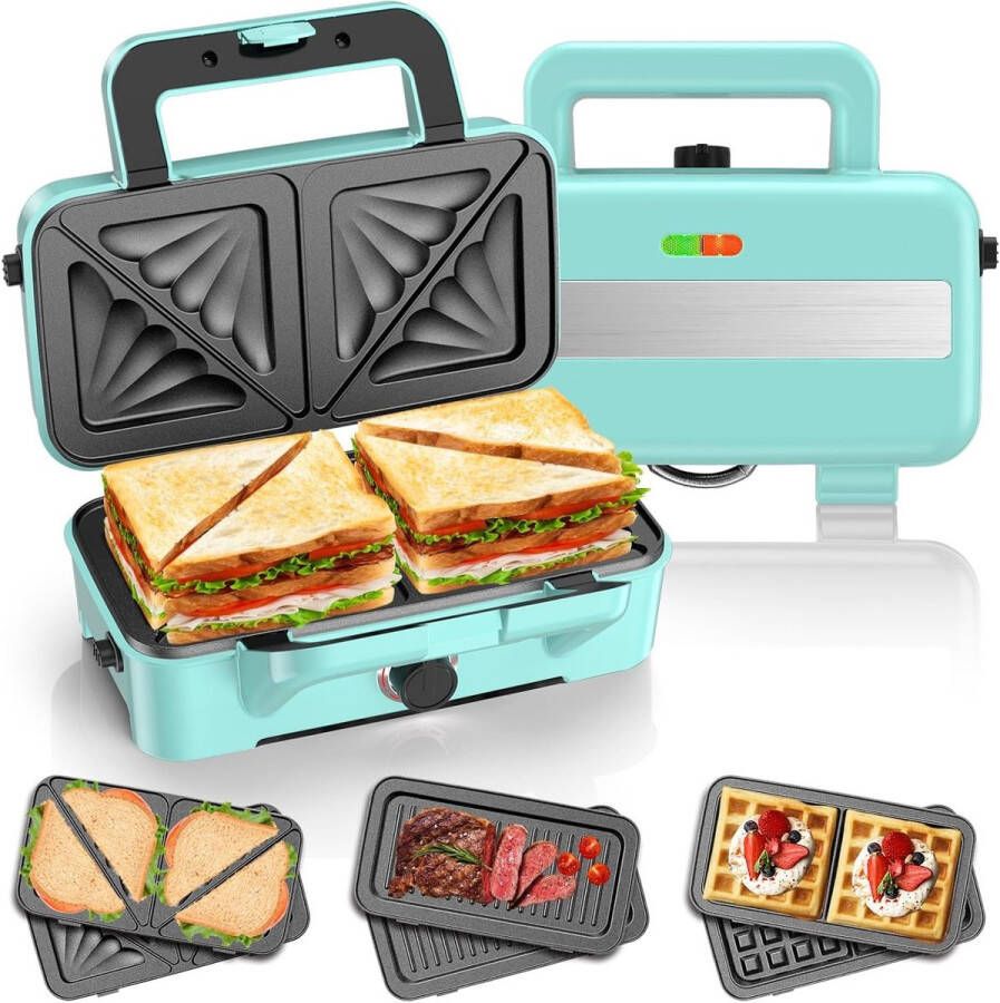 Brandless Wafelijzer met Verwisselbare Platen Contact Grill Tosti Apparaat