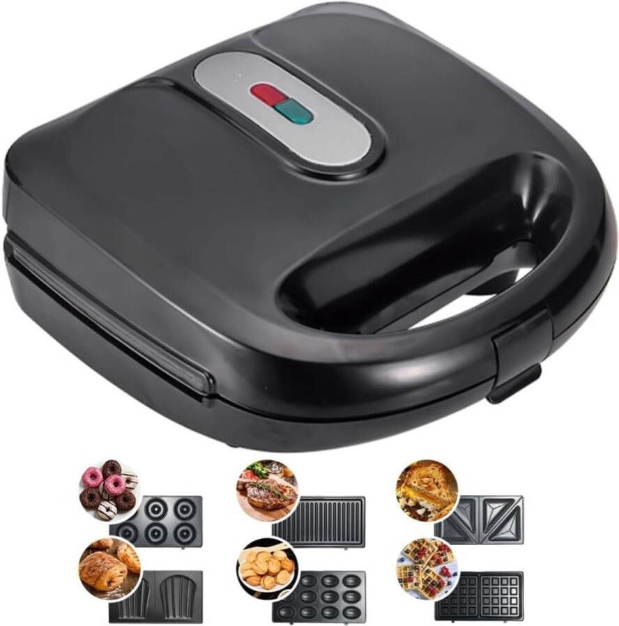 Brandless Wafelijzer met Verwisselbare Platen Contact Grill Tosti Apparaat