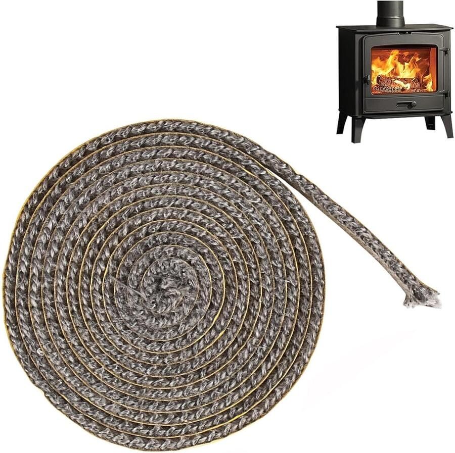 Brandtouw voor houtkachel plat fornuis zelfklevende afdichtingsvoering voor fornuis schoorsteen open haarden ovendeur hittebestendige afdichtingsstrip (3 mm x 10 mm x 2 m)
