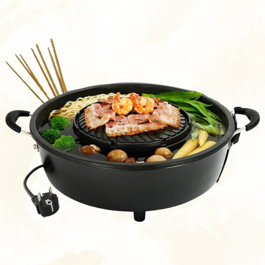 Branldess Koreaanse BBQ Hotpot Elektrisch Grill Gourmetstel - Foto 3