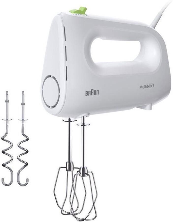 Braun MultiMix 1 HM1100WH – Handmixer – Ergonomisch en krachtig 4 snelheden Turbofunctie Wit 450 W
