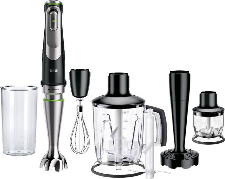 Braun MultiQuick 9 MQ9147X – Staafmixer Inclusief Hakmolen 1.25 L Pureervoet en Garde Antispatvoet Zwart 1200 W