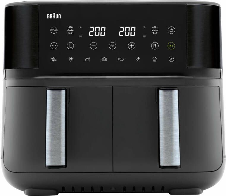 Braun TwinCook 3 Dubbele Airfryer TD3030 8L 2x4L Vaatwasbestendige Lades Zwart