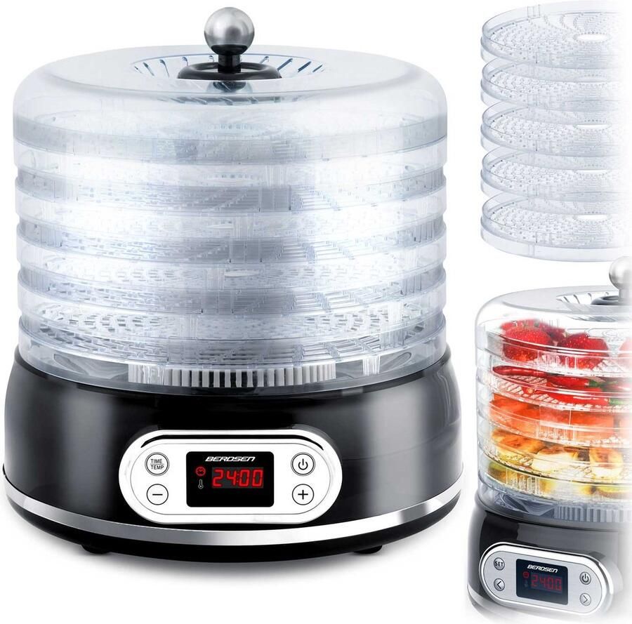 Bredsen Berdsen BD-691 Voedseldroger 400W 5 Trays Digitaal Display Zwart