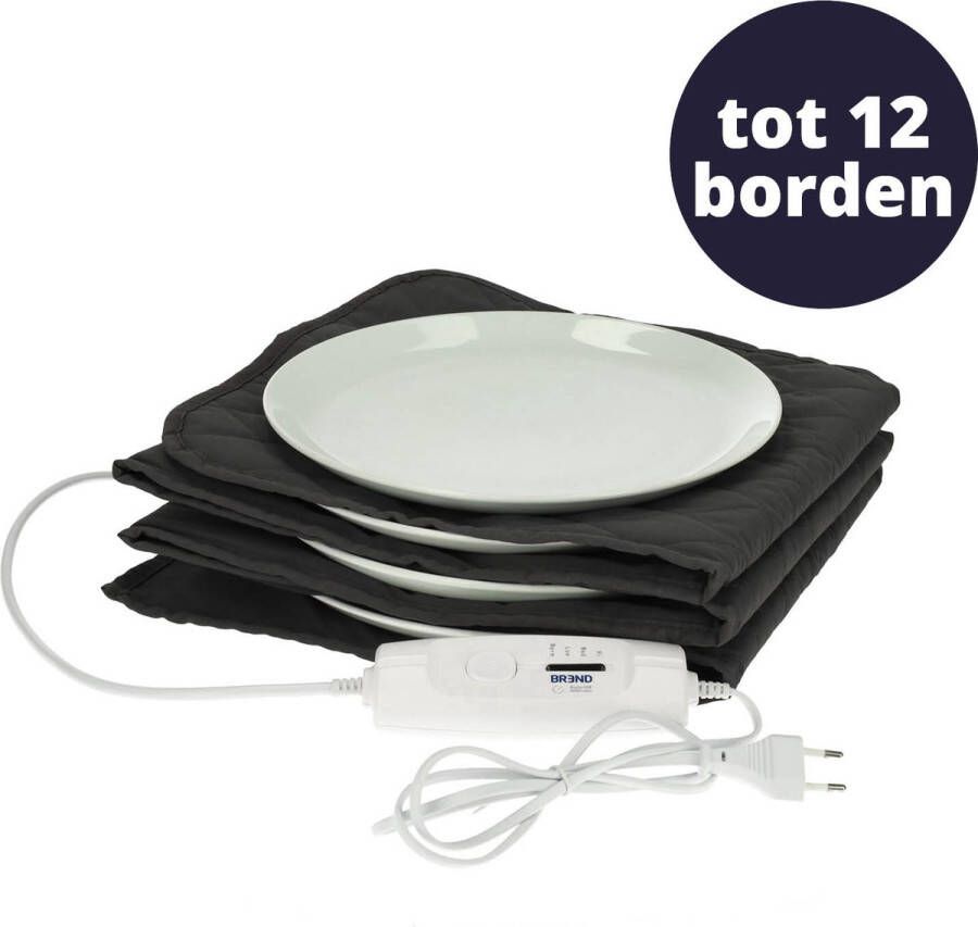 BREND BR-2209 Elektrische Bordenwarmer tot 12 Borden 4 Temperatuurniveaus tot 70°C Wasbare Hoes Warmhoudplaat – Antraciet