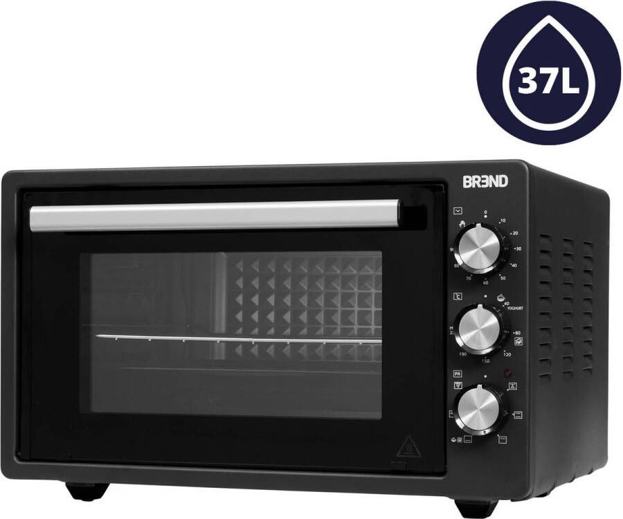 BREND BR-2210 Vrijstaande elektrische oven 37 Liter Mini oven 1500W met zelfreinigingsfunctie 90 min. Timer Incl. accessoires tot 240 graden Zwart