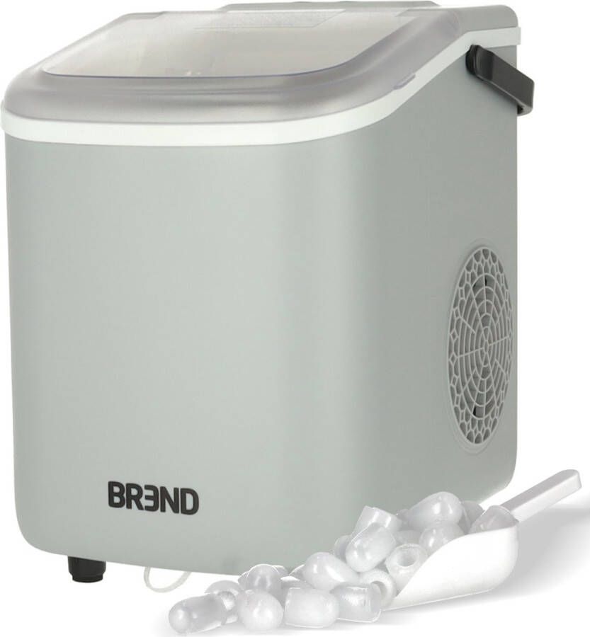 BREND BR-2213 IJsblokjesmachine met Schep en Lekbak Grote L of Kleine S Ijsklontjes Draagbare IJsblokjesmaker – 10 kg in 24 uur Grijs - Foto 2