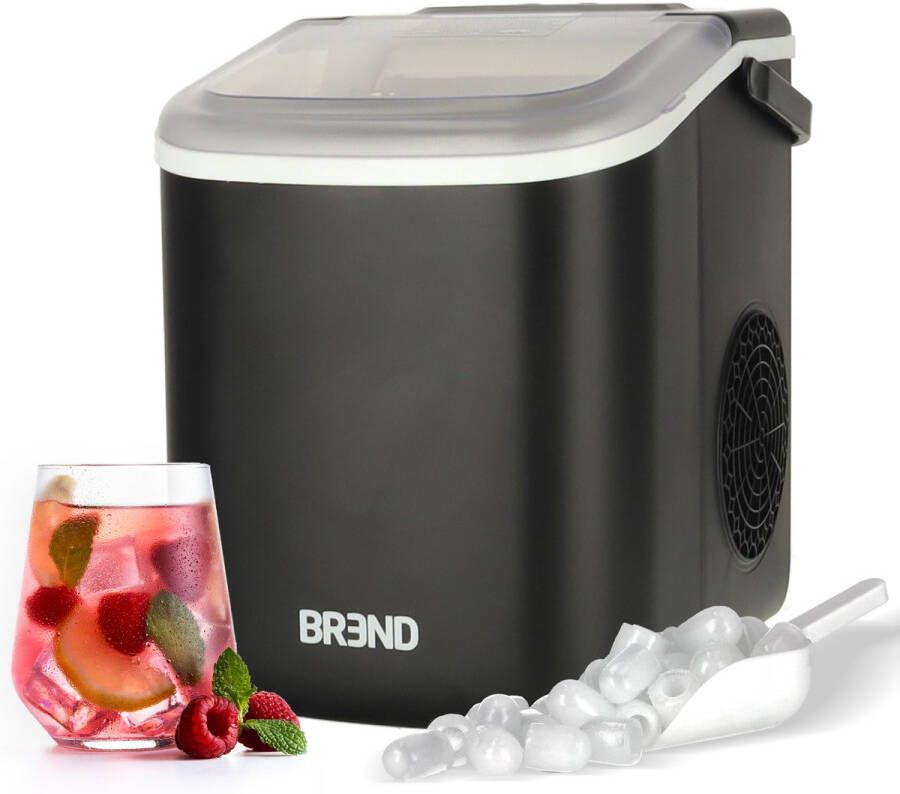 BREND BR-2213 IJsblokjesmachine met Schep en Lekbak Grote L of Kleine S Ijsklontjes Draagbare IJsblokjesmaker – 10 kg in 24 uur Zwart - Foto 2