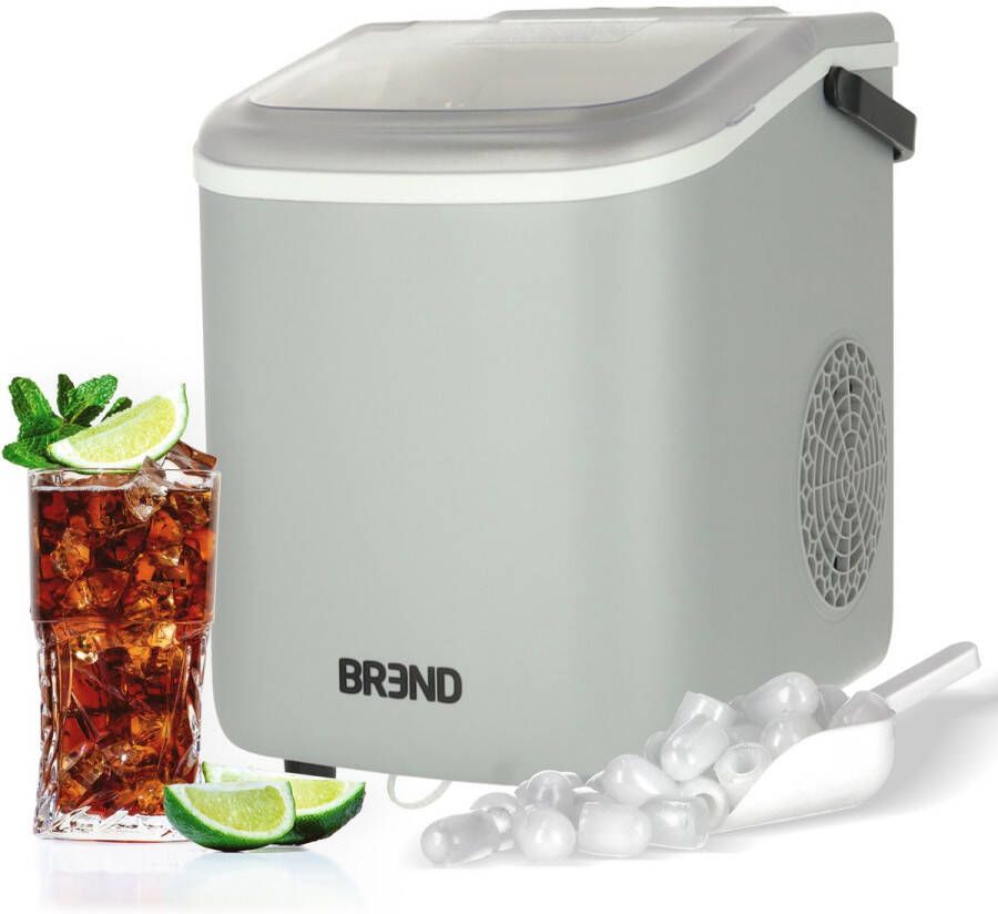 BREND BR-2213 IJsblokjesmachine met Schep en Lekbak Grote L of Kleine S Ijsklontjes Draagbare IJsblokjesmaker – 10 kg in 24 uur Grijs - Foto 3