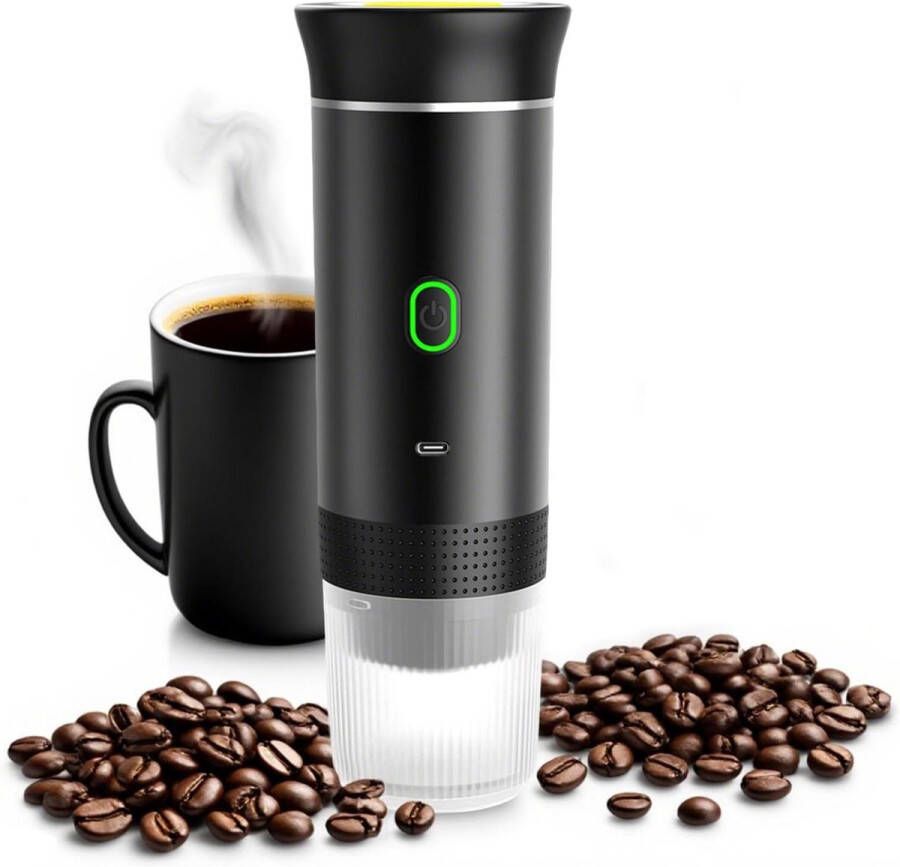 Brenzoos Draagbaar Capsule Koffiezetapparaat met Accu en Reiskoffiemachine Ideaal voor Onderweg Kantoor Reizen en Camping 3-in-1 Espresso Machine Zwart