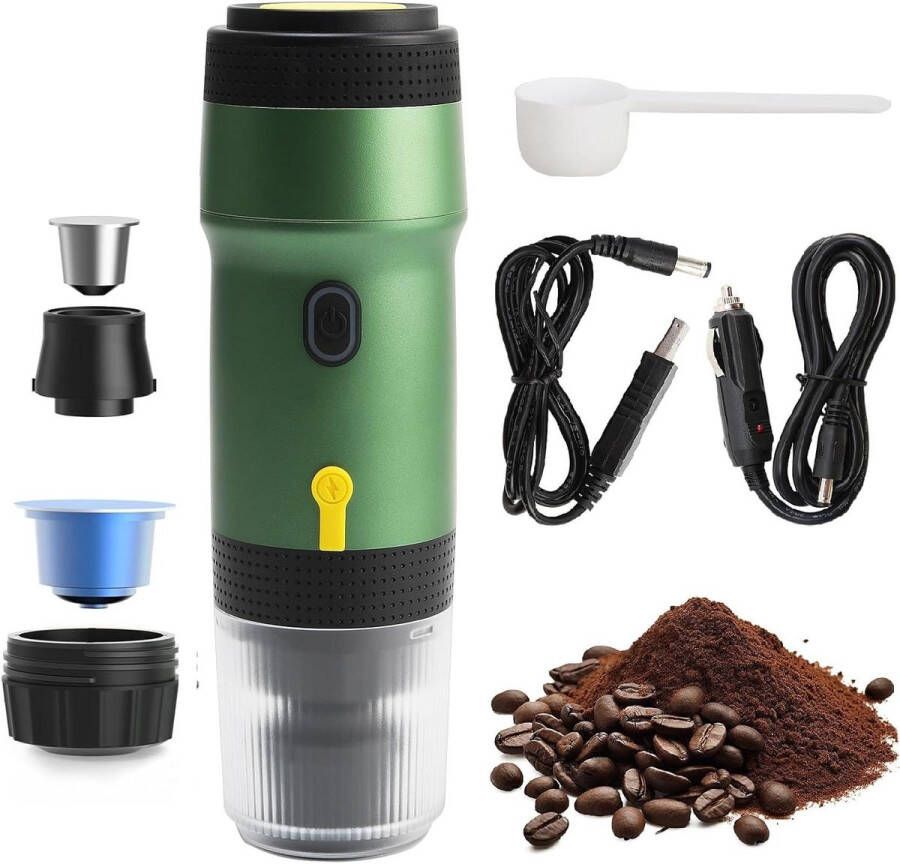 Brenzoos Titel: Draagbare elektrische espressomachine 15 bar mini koffiezetapparaat voor onderweg camping RV hiking office travel gemalen koffie NS capsule. Draagbare koffiemaker