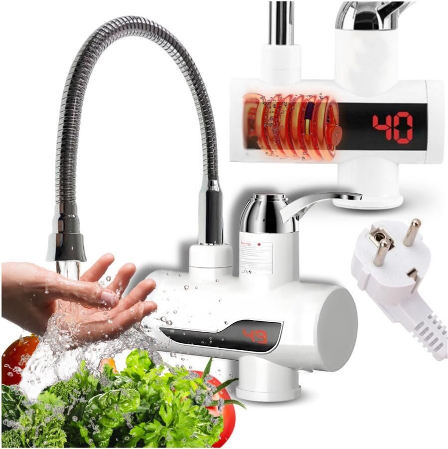 BRISO Water Verwarmingskraan 3000W LCD IPX4 Flexibele Tuit