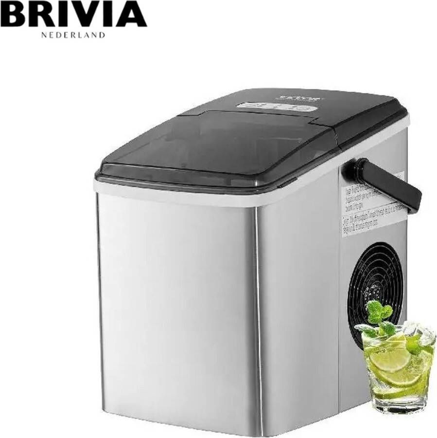 Brivia IJsblokjesmachine IJsmachine IJsblokjesmakers IJmaschine Zelfvriezend Automatische Reiniging 13KG Per 24u Bulled Ice Draagbaar - Foto 2
