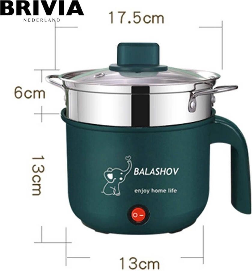 Brivia Multicooker Keramische Binnenkant Crockpot Slowcookers Met Anti-plak Laag 1.8 liter Met Stomer Groen