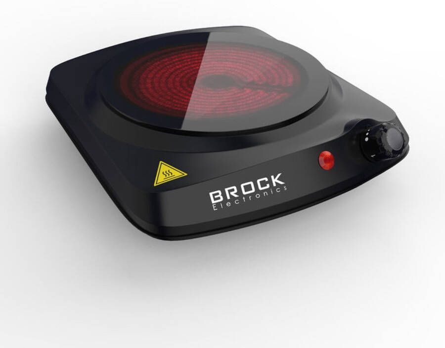 Brock Electronics BROCK 1-Pits Infrarood Elektrische Kookplaat – 1200W Compact Kooktoestel met Temperatuurregeling – Zwart – Ø17 7 cm