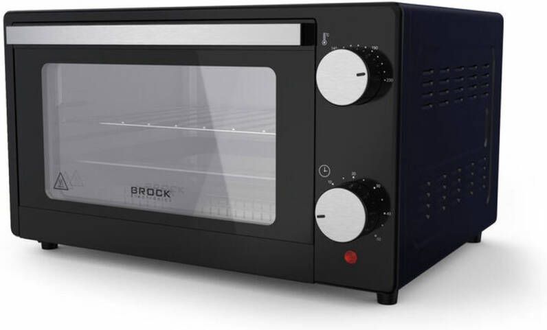 Brock Electronics BROCK Elektrische Mini Oven 9L – Vrijstaande Compacte Oven – 650W – 100-230°C – Kleine Bakoven voor Camping of Keuken – Zwart