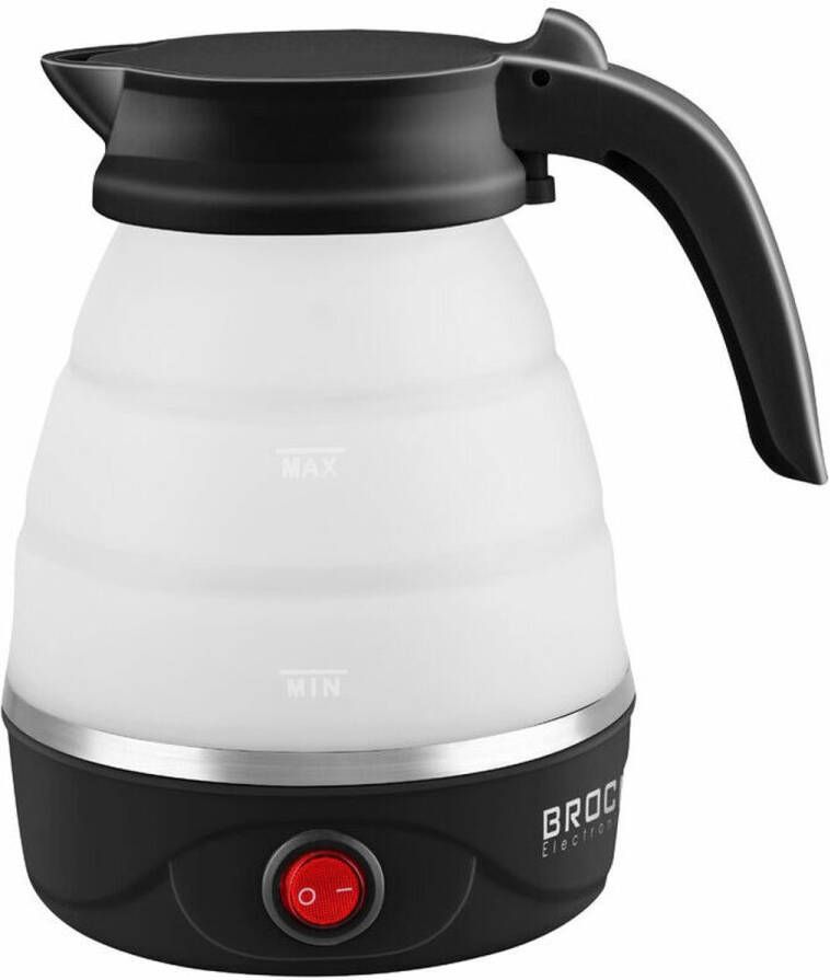 Brock Electronics Opvouwbare Elektrische Reiswaterkoker – 0.5L Compacte Camping Waterkoker – 800W Draagbare Vouwbare Waterkoker voor Outdoor Reizen & Hotel – Zwart – Snelle Mini Waterkoker