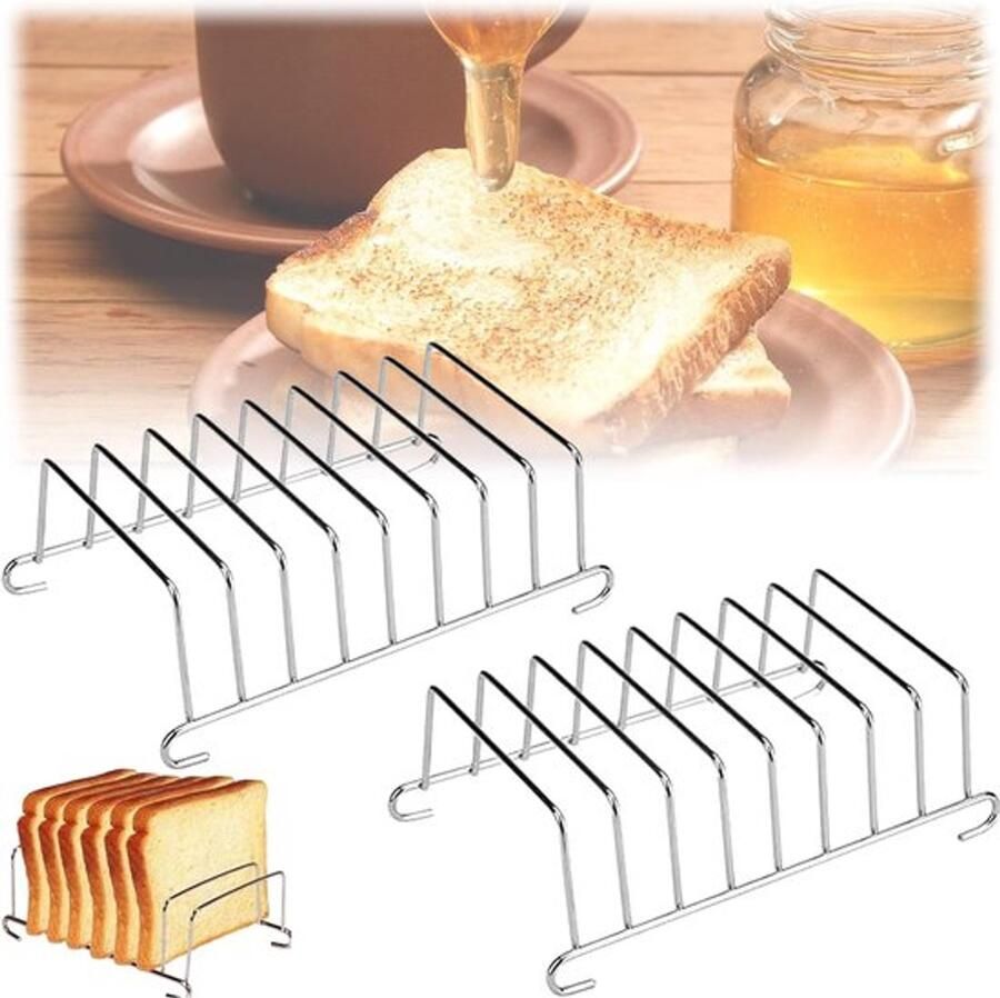 Broodrek roestvrij staal broodroosterstandaard van chroom roestvrij staal toaststandaard met kogelpoten broodrooster roestvrij staal broodroogrek herbruikbare toasthouder voor keuken