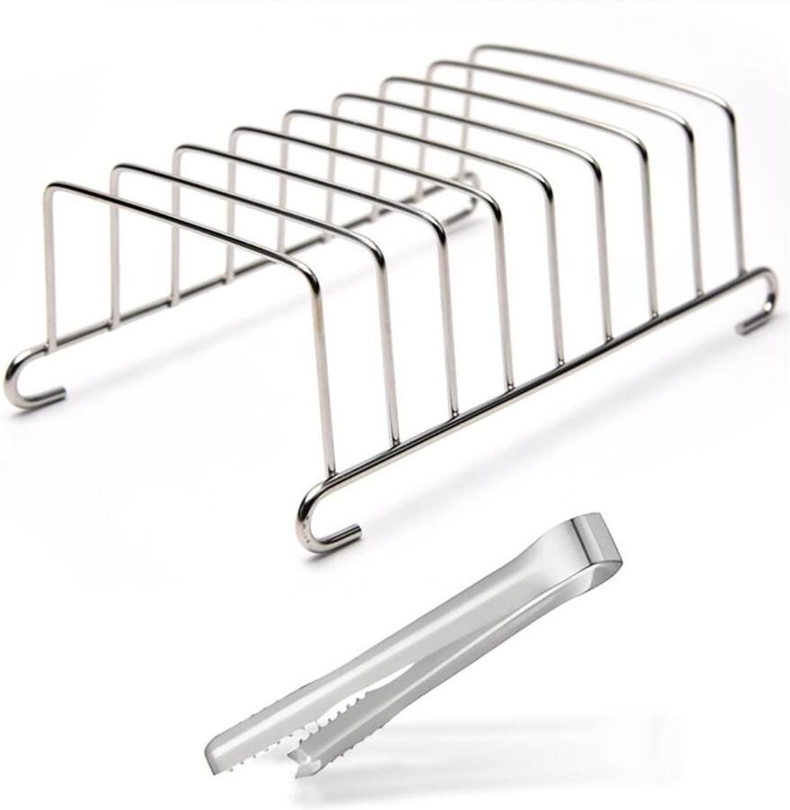 Broodrooster Roestvrij Staal Broodrooster met Tostiklemmen Broodrooster voor Luchtfriteuse Broodrooster Zilverkleurig Broodrooster 15 5 x 9 cm Magnetische Broodtang 15 2 x 1 3 cm Toaster