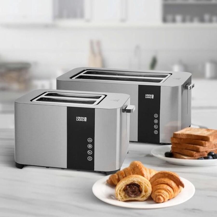 Broodrooster RVS Touchscreen LED Display & 7 Bruiningsniveaus I 850W 2-slice Toaster Met Scherm I Tosti Apparaat Voor Keuken & Camping Broodrooster Klein I Compacte Toast Machine