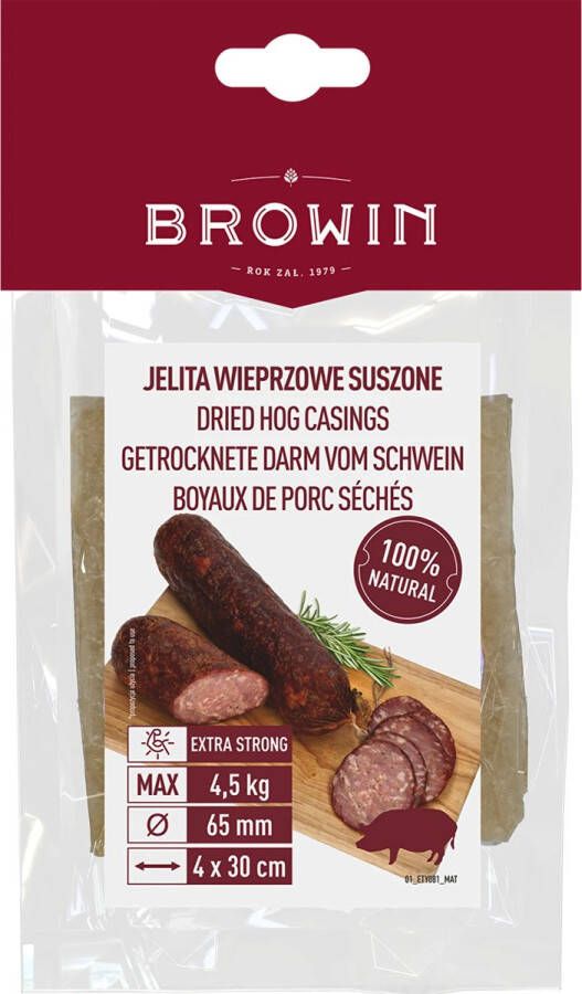Browin Gedroogde varkens darmen kaliber 65 mm 30 cm 4 stuks