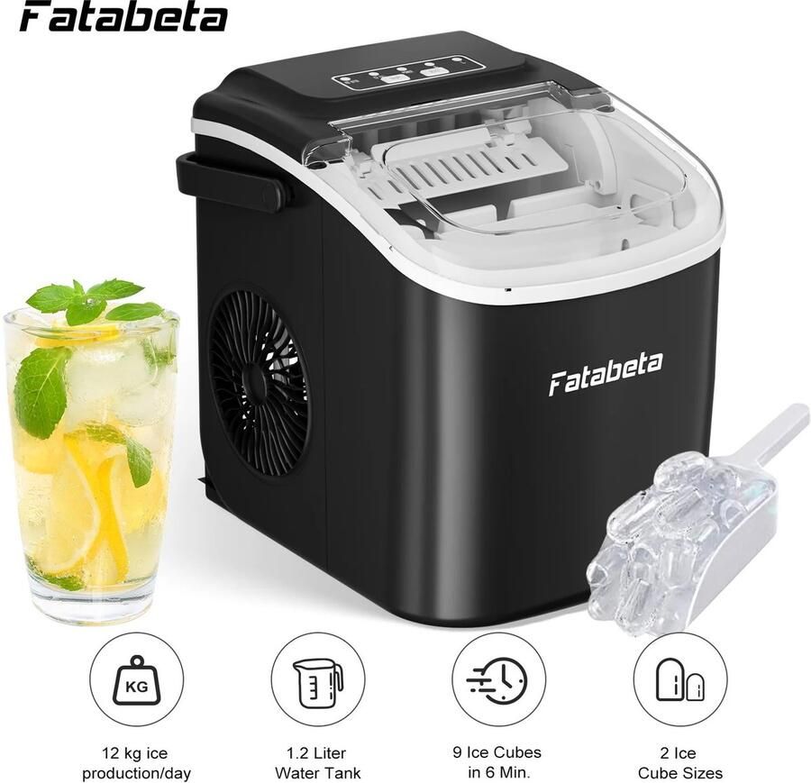 Bruinsma INEX IJsblokjesmachine 1.2L 12kg 24 uur IJsblokjesmaker ijsmachine ijsblokjesvorm laag geluidsniveau