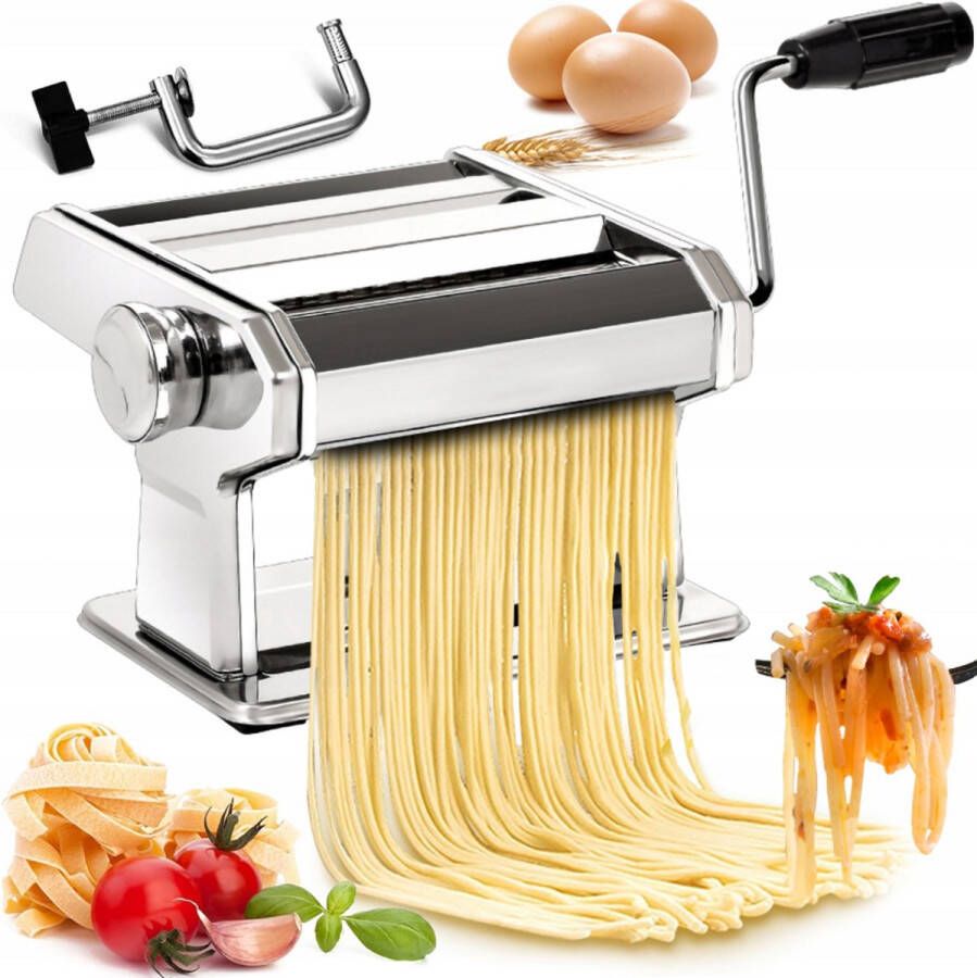 Brunbeste Professionele Pastamachine – RVS – Handmatig – Met Instelbare Dikte