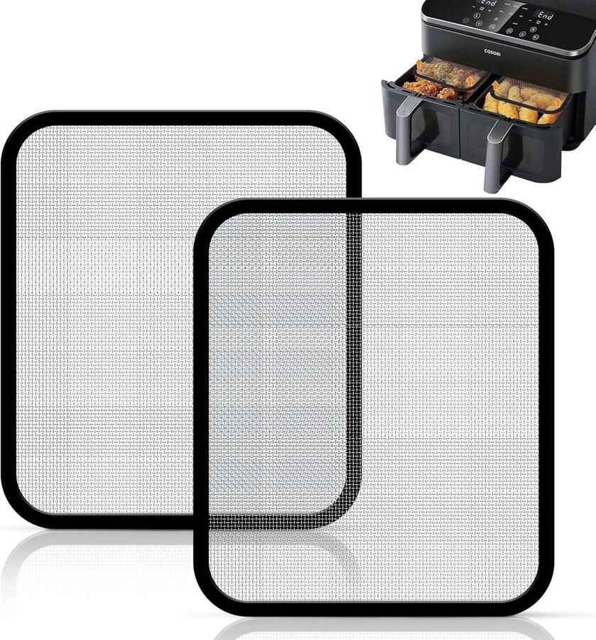 BUCOMTU 2 stuks magnetische roestvrijstalen spatbescherming voor Cosori Airfryer 8 5 l COSORI Dual Blaze Twinfry 10 l heteluchtfriteuse roestvrij staal fijnmazig voor CAF-R901-AEU 8 5 l
