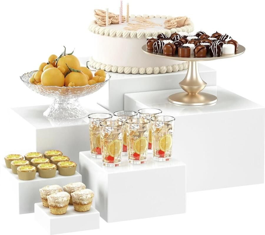 Buffet Riser acryl standaard 6 stuks display-riser met holle bodem buffet verhogingen acryl buffet riser voor buffet bruiloft wachtrij familiefeest verjaardagsfeest