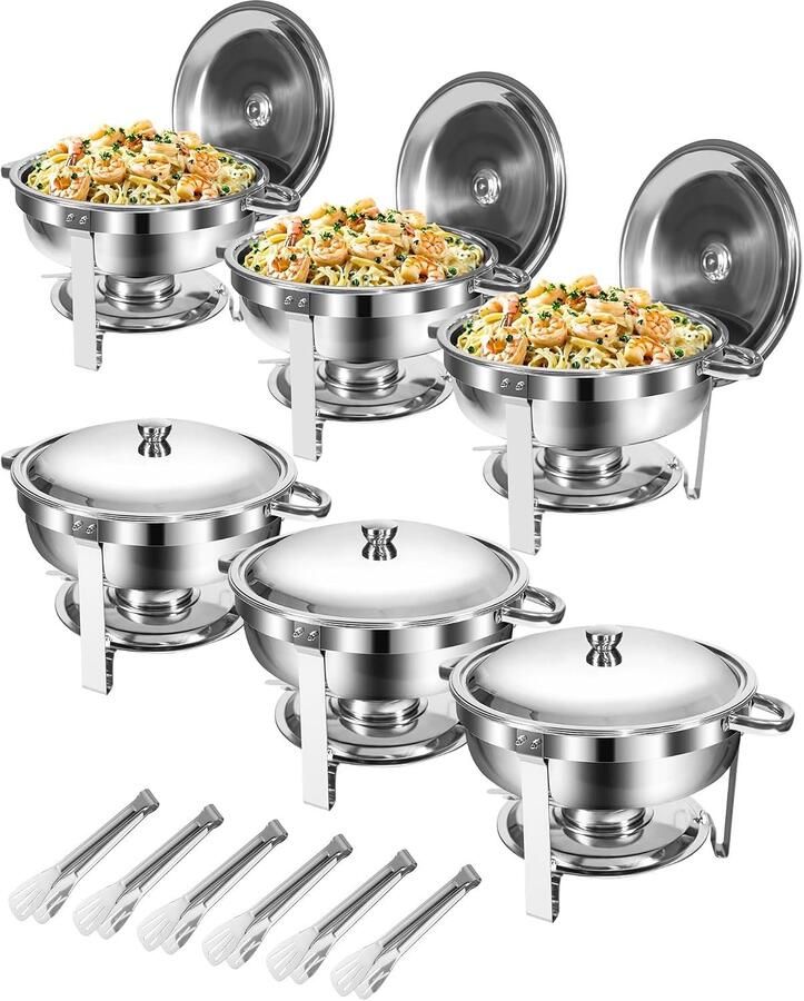 Buffet Set voor Schuurschalen Zilver 5 Liter RVS Voor Feestjes en Catering
