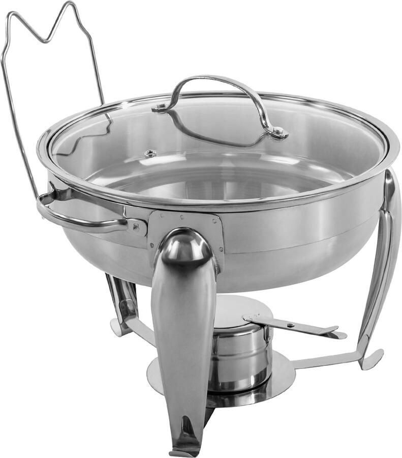 Buffetset met ronde warmhoudschalen 4L roestvrij staal