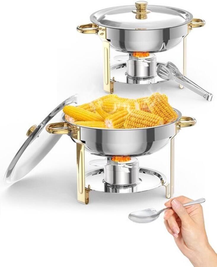 Buffetwarmer 2 Pack 5 Liter Inhoud Roestvrij Staal Catering Food Warmer Professionele Chafing Dish Set
