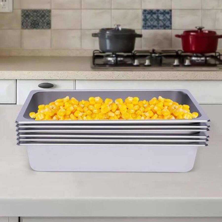 Buffetwarmer 6-Pack 201 RVS 53x33x10 cm Zilver Catering Keuken Voedselpan Set