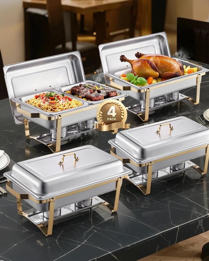 Buffetwarmer 7 5 l RVS Goud 4 stuks