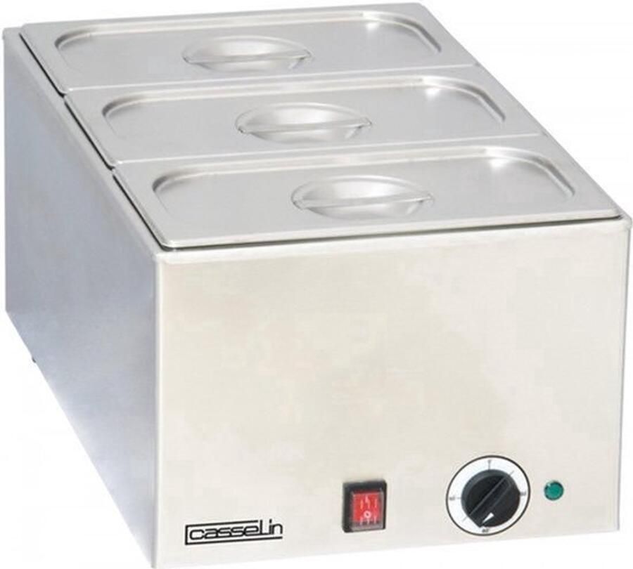 Buffetwarmer Bain-Marie 3 x GN 1 3 1200 Watt Vermogen Roestvrij Staal Voor Horeca En Catering