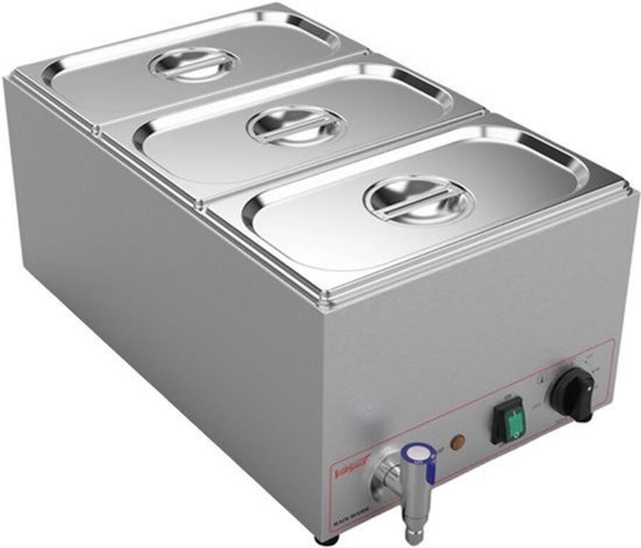 Buffetwarmer Elektrisch 3 Secties 16 Liter Roestvrij Staal Voor Catering En Feesten