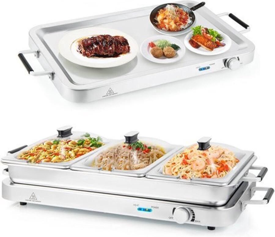 Buffetwarmer Elektrisch 450 Watt Vermogen 9 Liter Inhoud Roestvrij Staal Warmhoudplaat Voor Buffet En Feest