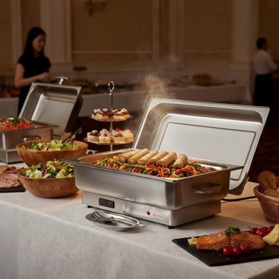 Buffetwarmer Elektrisch GN 1 1 Inzetbak 9 Liter Roestvrij Staal Voedselverwarmer Voor Buffet En Catering