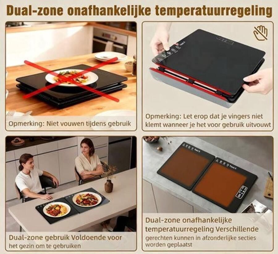 Buffetwarmer Elektrische Warmhoudplaat 180 Watt Vermogen 40 x 30 cm Afmeting Gehard Glas En Kunststof Voor Buffet En Catering