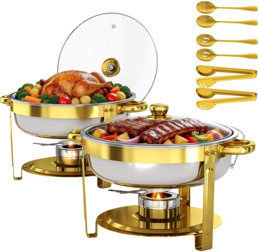 Buffetwarmer Set van 2 6QT RVS Goud
