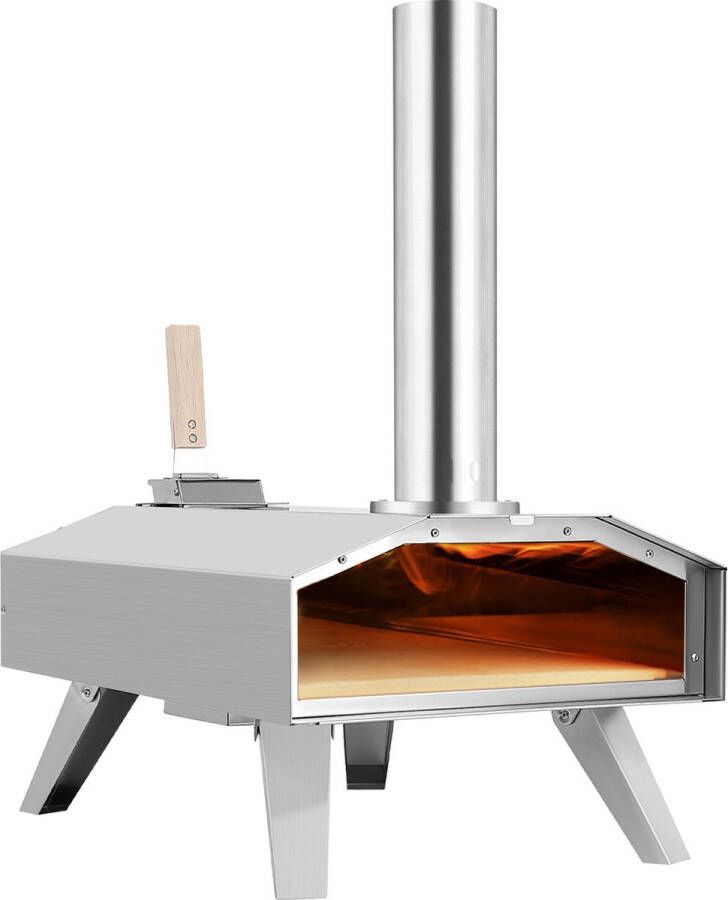 Burnic pizzaoven Bari voor buiten houtpellets Gestookt ø 30 cm Draagbaar en Opvouwbaar Tot 500°C