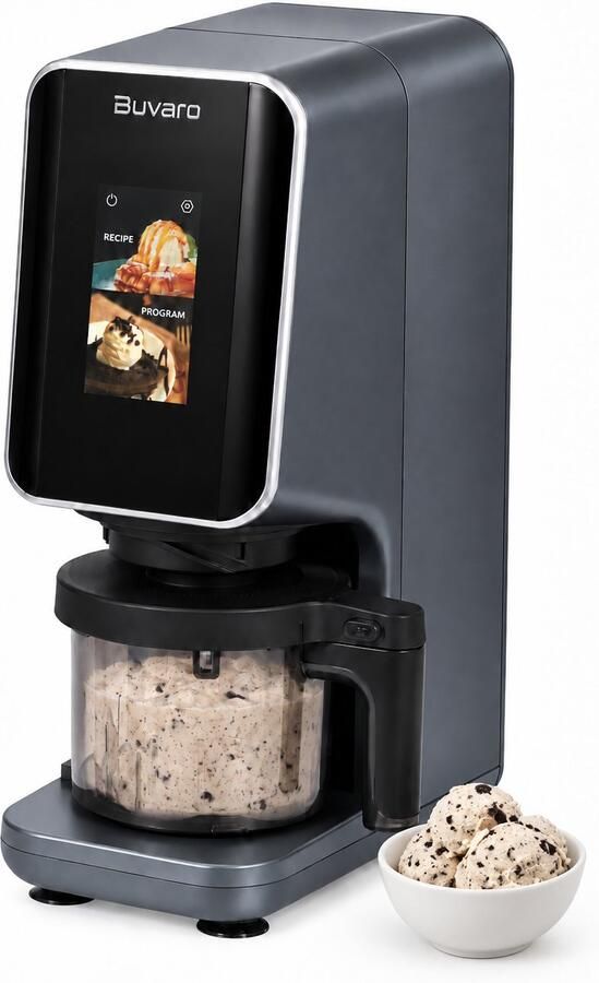 Buvaro IJsmachine 9-in-1 multifunctionele frozen dessertmaker met touchscreen en 3 dessertbekers Creamify-technologie Dual-layer mix Receptengids Vaatwasserbestendig maakt IJs Gelato Sorbet Bevroren Yoghurt Milkshakes Slushi en meer Zwart