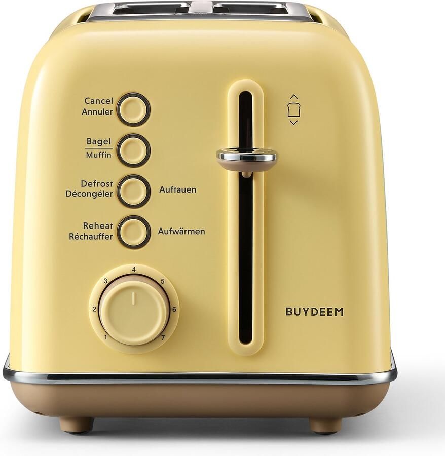 BUYDEEM DT620E Broodrooster 2 Plakken Retro Stijl Mellow Yellow