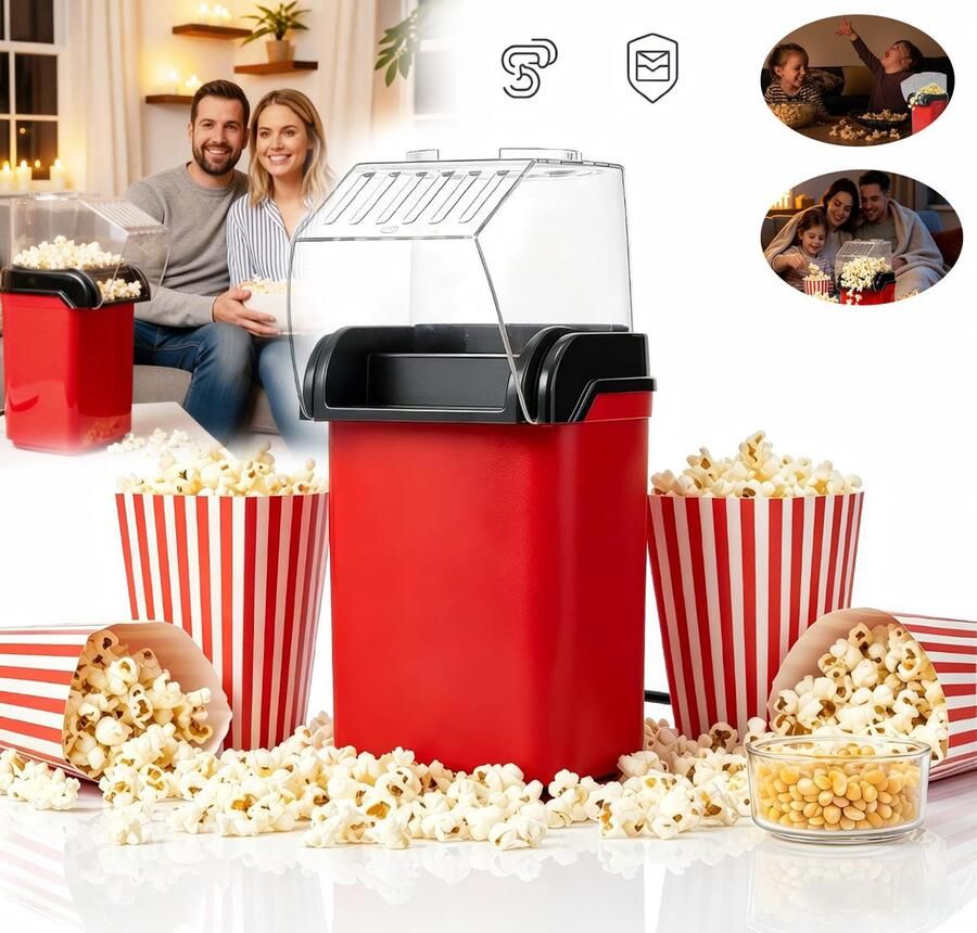 Buyya Elektrische Popcornmachines Olievrije Gezonde Popcorn Machine Hete Lucht Snel En Eenvoudig Zelfgemaakte Snacks Maken Met Één Druk Op De Knop